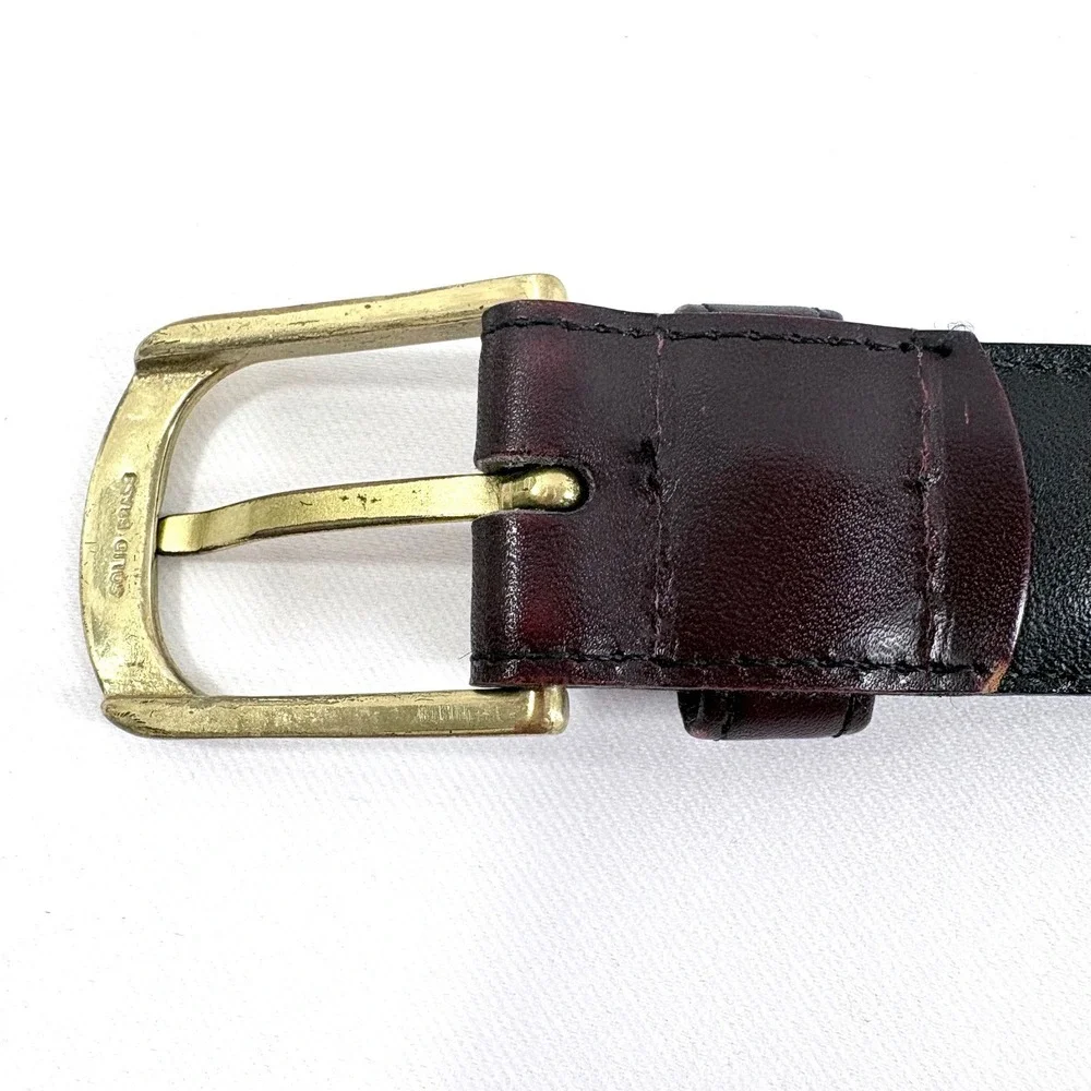 FootJoy Belt Burgundy Genuine Calfskin Leather Solid Brass Buckle Size 30